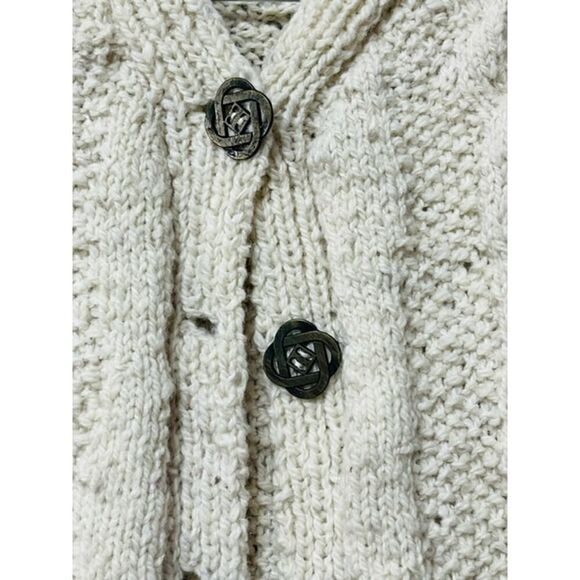 Scotland Celtic Buttons Cable Knit Beige Sweater Cardigan - Picture 4 of 5